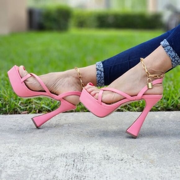 Shoes - Women's Platform High Heels Pink Color